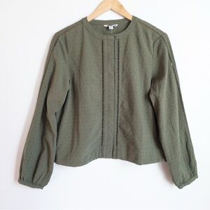 L.L. Bean Signature Olive Green Long Sleeve Blouse